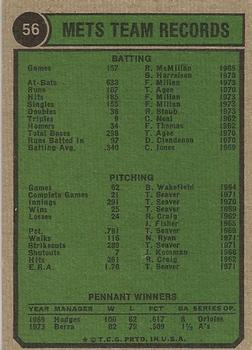 1974 Topps #56 New York Mets Back