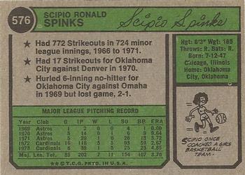1974 Topps #576 Scipio Spinks Back