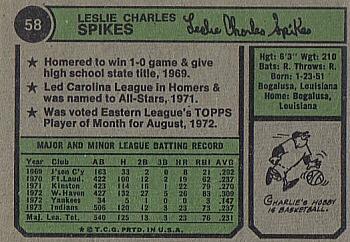 1974 Topps #58 Charlie Spikes Back