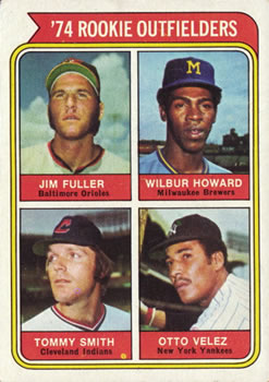 1974 Topps #606 1974 Rookie Outfielders (Jim Fuller / Wilbur Howard / Tommy Smith / Otto Velez) Front