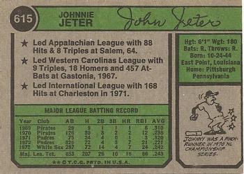 1974 Topps #615 Johnny Jeter Back