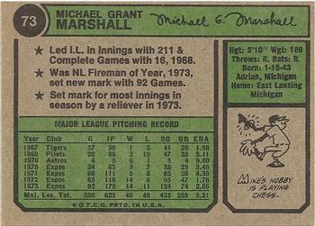 1974 Topps #73 Mike Marshall Back