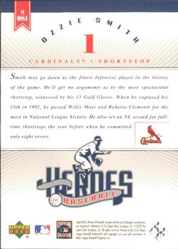 2002 Upper Deck Prospect Premieres - Heroes of Baseball: Ozzie Smith #HOS1 Ozzie Smith  Back