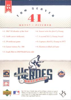 2002 Upper Deck Prospect Premieres - Heroes of Baseball: Tom Seaver #HHTS Tom Seaver Back