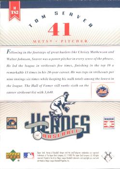 2002 Upper Deck Prospect Premieres - Heroes of Baseball: Tom Seaver #HTS2 Tom Seaver  Back