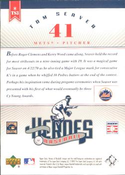2002 Upper Deck Prospect Premieres - Heroes of Baseball: Tom Seaver #HTS3 Tom Seaver  Back