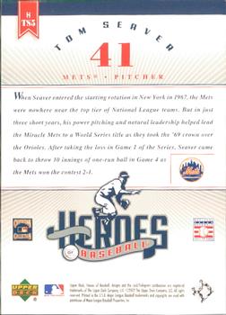 2002 Upper Deck Prospect Premieres - Heroes of Baseball: Tom Seaver #HTS5 Tom Seaver  Back