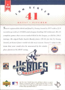 2002 Upper Deck Prospect Premieres - Heroes of Baseball: Tom Seaver #HTS8 Tom Seaver  Back