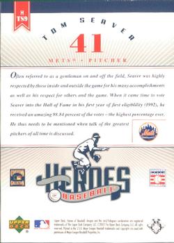 2002 Upper Deck Prospect Premieres - Heroes of Baseball: Tom Seaver #HTS9 Tom Seaver  Back
