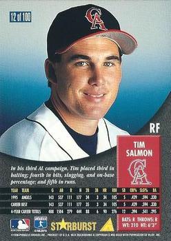 1996 Pinnacle - Starburst #12 Tim Salmon Back