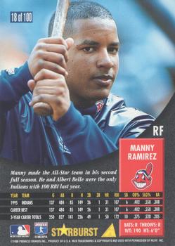 1996 Pinnacle - Starburst #18 Manny Ramirez Back
