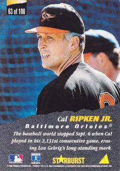 1996 Pinnacle - Starburst #63 Cal Ripken Jr. Back