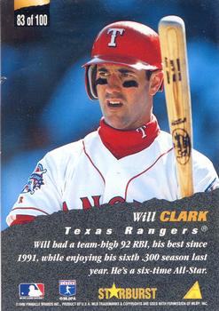 1996 Pinnacle - Starburst #83 Will Clark Back
