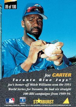 1996 Pinnacle - Starburst #89 Joe Carter Back