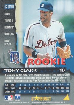 1996 Pinnacle - Starburst #93 Tony Clark Back