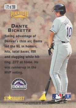 1996 Pinnacle - Starburst #172 Dante Bichette Back