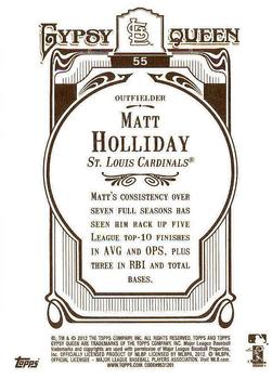 2012 Topps Gypsy Queen - Framed Gold #55 Matt Holliday Back