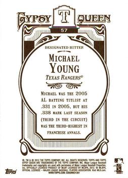 2012 Topps Gypsy Queen - Framed Gold #57 Michael Young Back