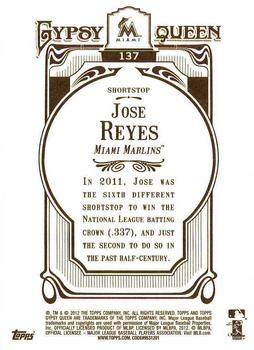 2012 Topps Gypsy Queen - Framed Gold #137 Jose Reyes Back