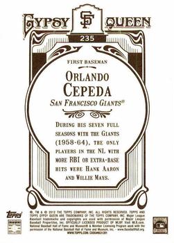 2012 Topps Gypsy Queen - Framed Gold #235 Orlando Cepeda Back