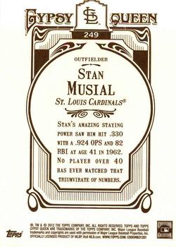 2012 Topps Gypsy Queen - Framed Gold #249 Stan Musial Back