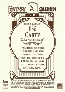 2012 Topps Gypsy Queen - Framed Gold #268 Rod Carew Back