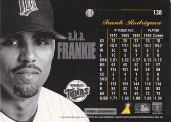 1996 Pinnacle Aficionado #138 Frank Rodriguez Back
