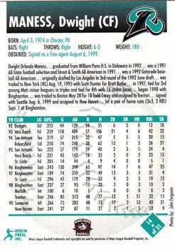 2000 Herlin Press New Haven Ravens #14 Dwight Maness Back