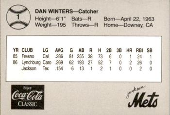 1987 Feder Jackson Mets #1 Dan Winters Back
