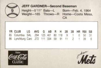 1987 Feder Jackson Mets #9 Jeff Gardner Back