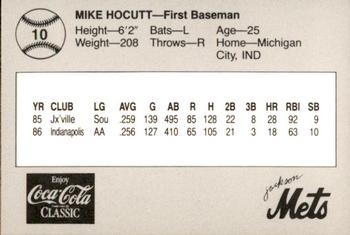 1987 Feder Jackson Mets #10 Mike Hocutt Back