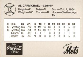 1987 Feder Jackson Mets #12 Al Carmichael Back