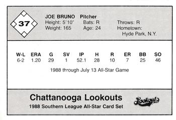 1988 Jennings Southern League All-Stars #37 Joe Bruno Back