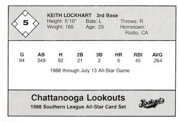 1988 Jennings Southern League All-Stars #5 Keith Lockhart Back