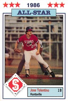 1986 Jennings Southern League All-Stars #6 Jose Tolentino Front
