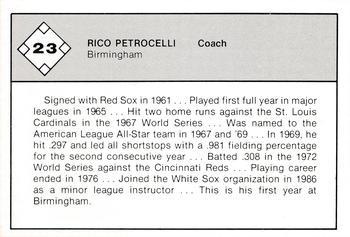 1987 Jennings Southern League All-Stars #23 Rico Petrocelli Back