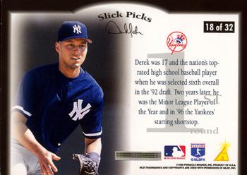 1996 Pinnacle Aficionado - Slick Picks #18 Derek Jeter Back