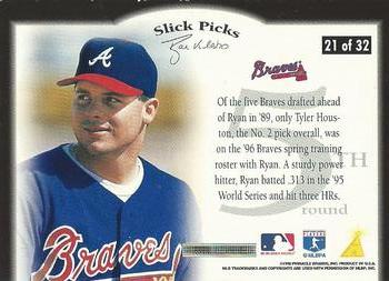 1996 Pinnacle Aficionado - Slick Picks #21 Ryan Klesko Back
