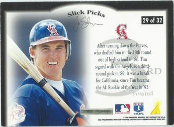 1996 Pinnacle Aficionado - Slick Picks #29 Tim Salmon Back