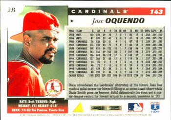 1996 Score #143 Jose Oquendo Back