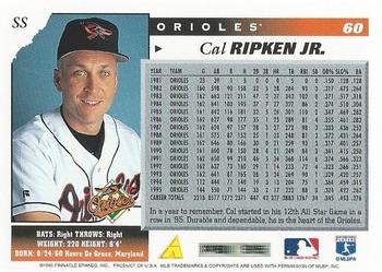 1996 Score #60 Cal Ripken Jr. Back