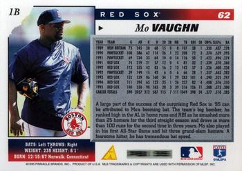 1996 Score #62 Mo Vaughn Back