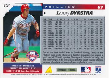 1996 Score #67 Lenny Dykstra Back