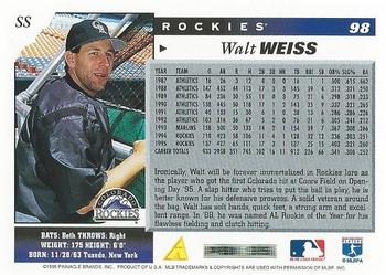 1996 Score #98 Walt Weiss Back