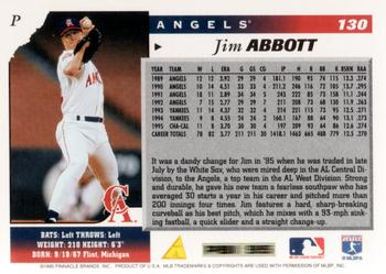 1996 Score #130 Jim Abbott Back