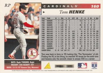 1996 Score #160 Tom Henke Back