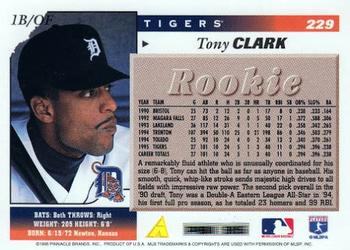 1996 Score #229 Tony Clark Back