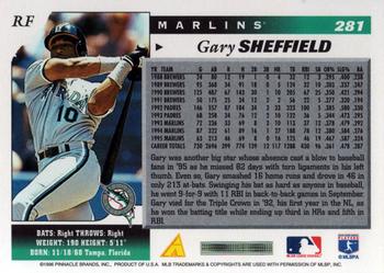 1996 Score #281 Gary Sheffield Back