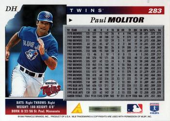 1996 Score #283 Paul Molitor Back