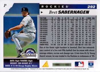 1996 Score #292 Bret Saberhagen Back